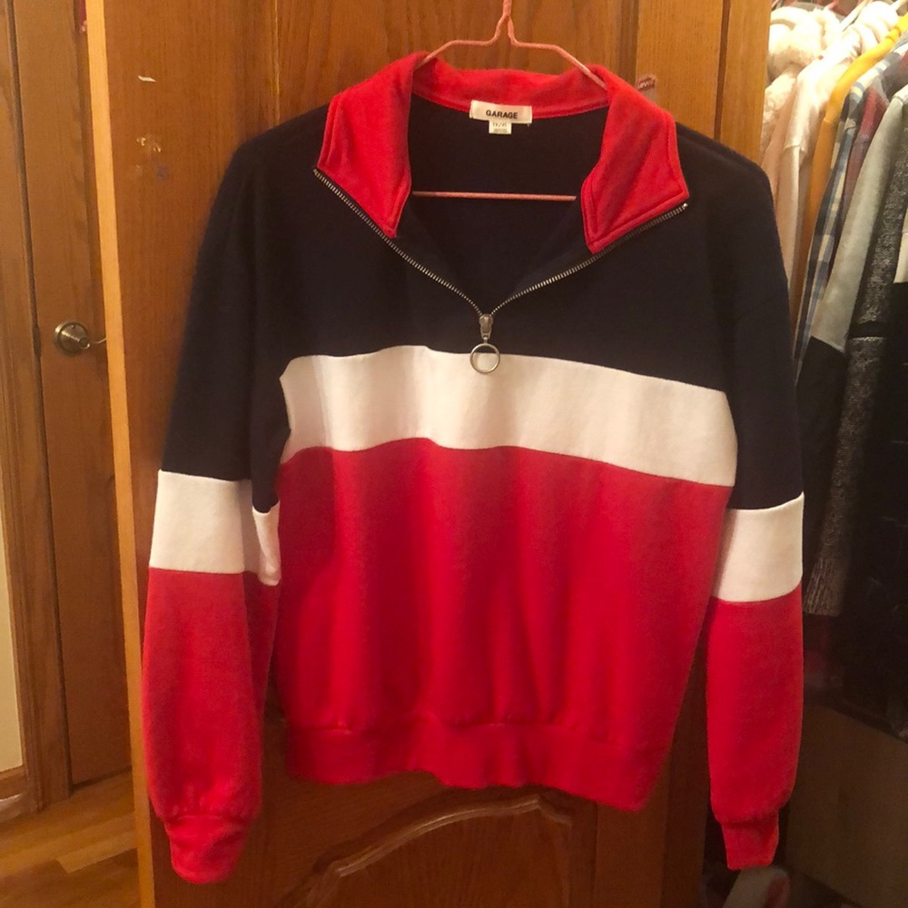 Garage mock neck zip pullover